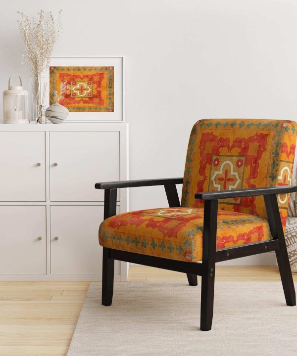 Moroccan Orange Tiles Collage II Bohemian Chic Accent Chair Outlet Affordable