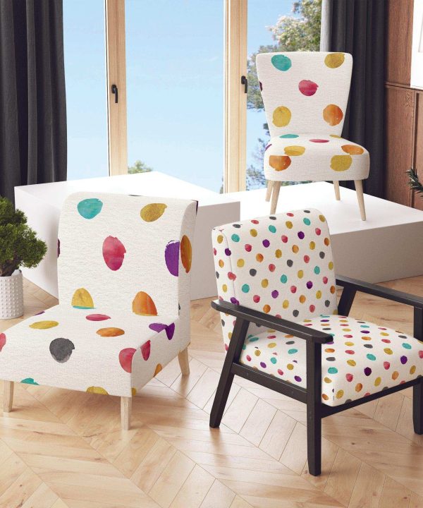 Orange Blue and Purple Polka Dot Pattern Transitional Accent Chair Clearance Shop