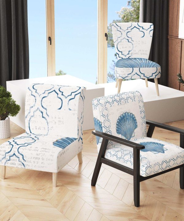 Navy Blue Scallop Shell Nautical & Coastal Accent Chair Sale Amazing Pice