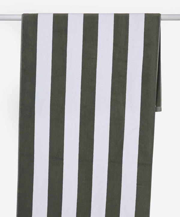 Stripe Beach Towel - Olive/White Cheap Sale Fashionable