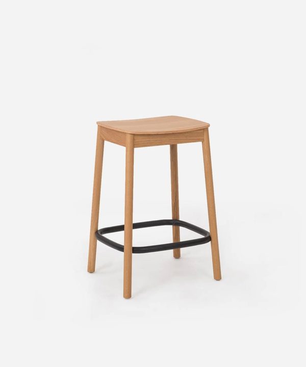 Radial Stool 65cm - Oak/Black Top Quality For Sale