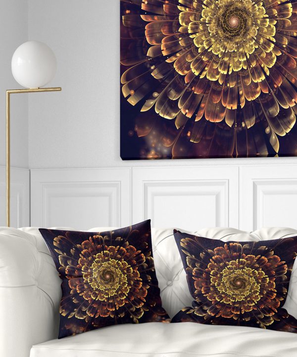 Perfect Fractal Flower in Brown and Gold - Floral Throw Pillow Buy Cheap 100% Original