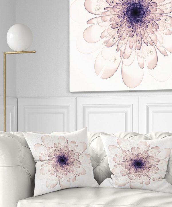 Perfect Glowing Fractal Flower in Purple - Floral Throw Pillow Discount Popular