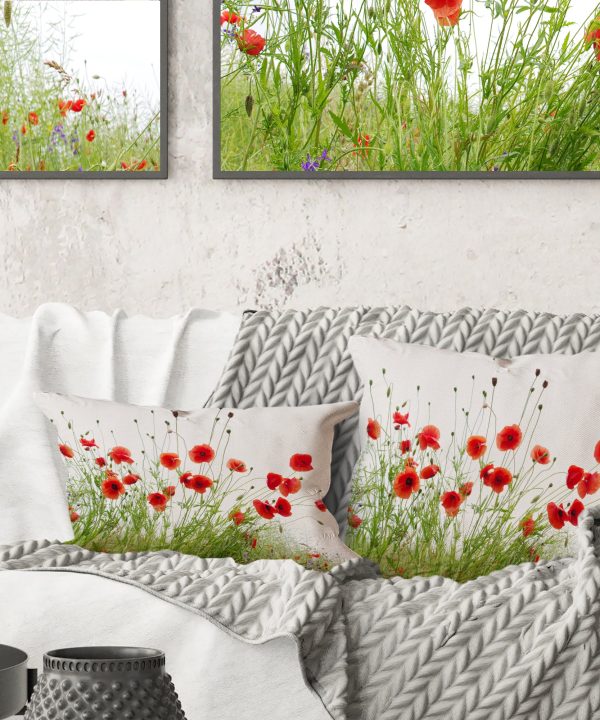 Poppies on White Background - Floral Throw Pillow Geniue Stockist For Sale