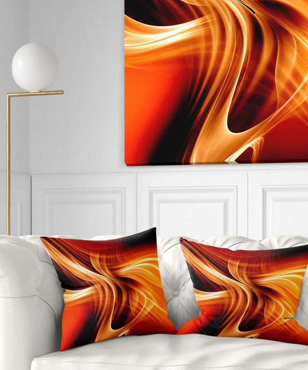 Orange Abstract Warm Fractal Design - Abstract Throw Pillow Sale High Quality