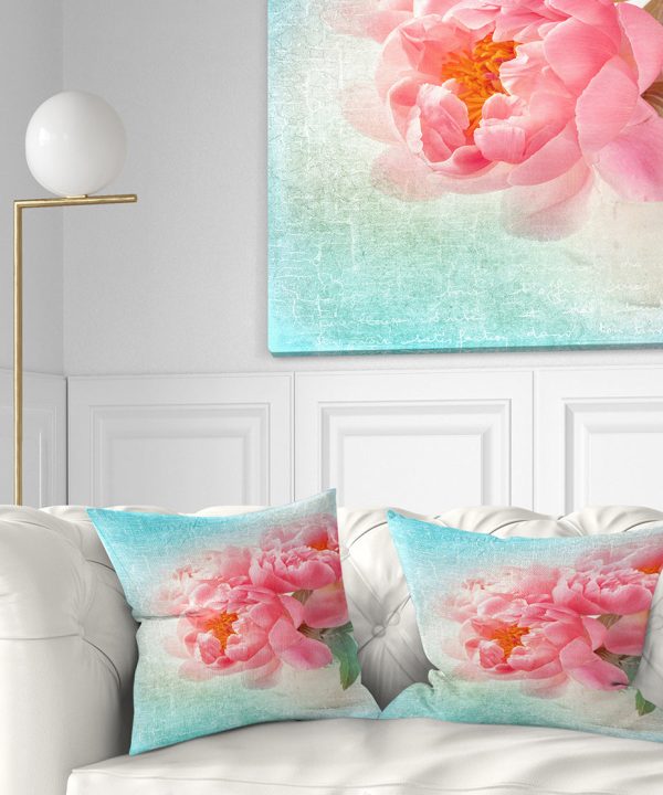 Peony Flowers Merged to Blue - Floral Throw Pillow Clearance Store For Sale