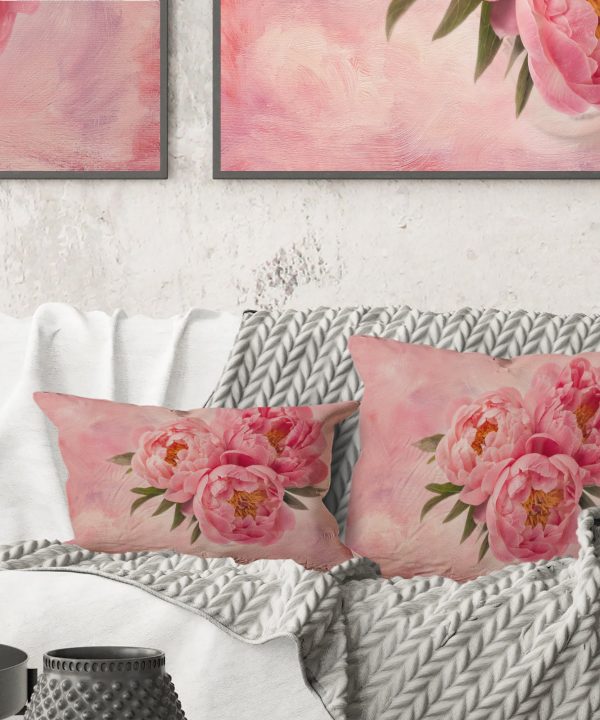 Peony Flowers in Vase on Pink - Floral Throw Pillow Clearance Official Site