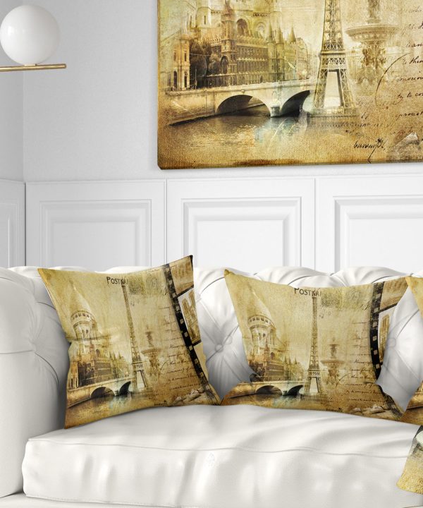 Paris Memories - Vintage Throw Pillow Outlet 100% Authentic