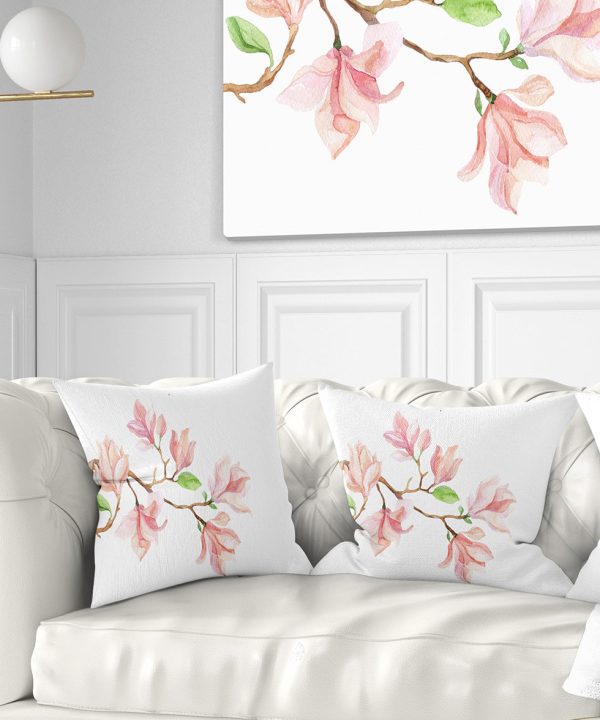 Mongolia Flower Painting - Watercolor Floral Throw Pillow Cheap Pice Top Quality