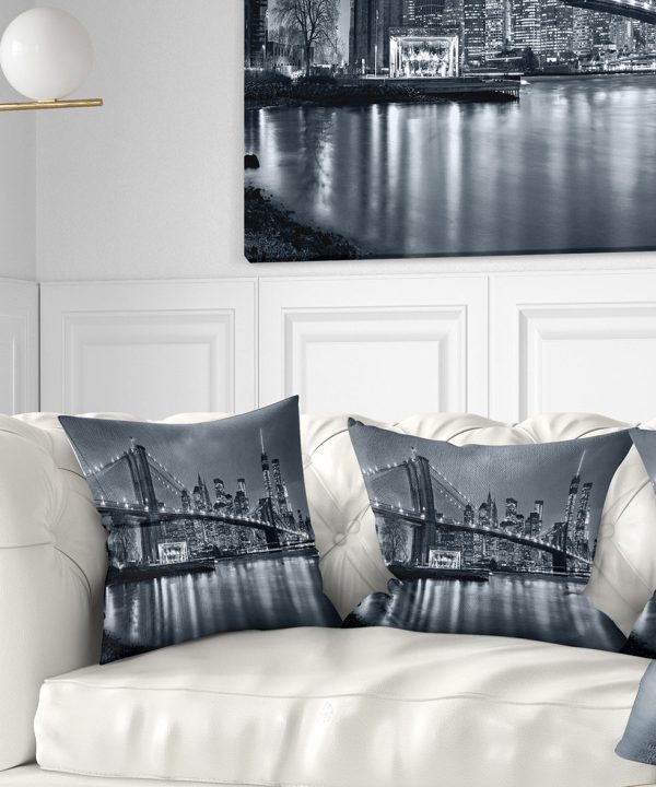 Panorama New York City at Night - Cityscape Throw Pillow Cheap Big Sale