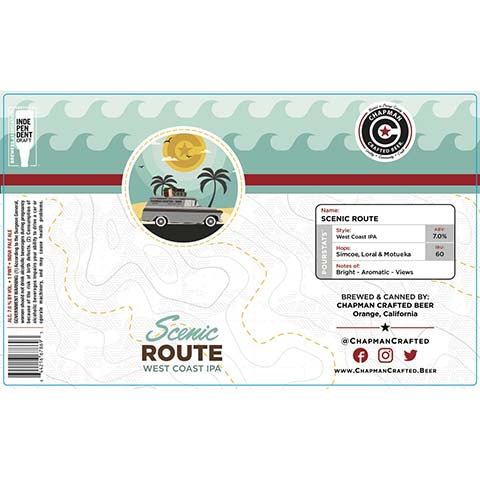 Chapman Crafted Scenic Route West Coast IPA Discount Authentic Online
