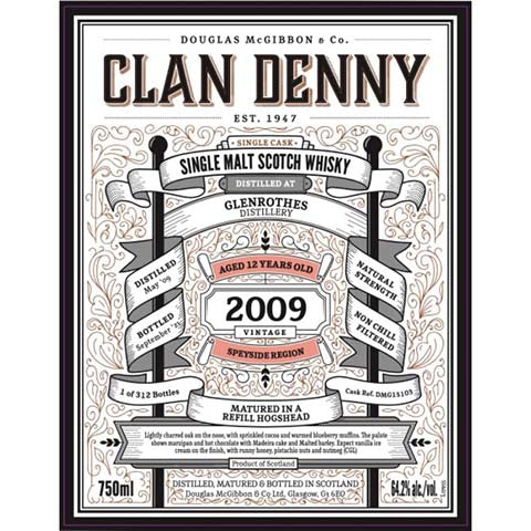 Clan Denny Glenrothes Single Malt Scotch Whisky Buy Cheap Classic