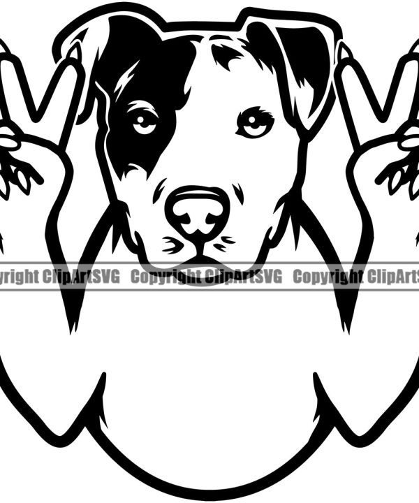 Pit Bull Dog Peace Hand Sign Design Puppy Pup Head Purebred Pedigree Canine K-9 K9 Animal Portrait Doggy Face Cute Body Vector Clipart SVG Free Shipping New Styles