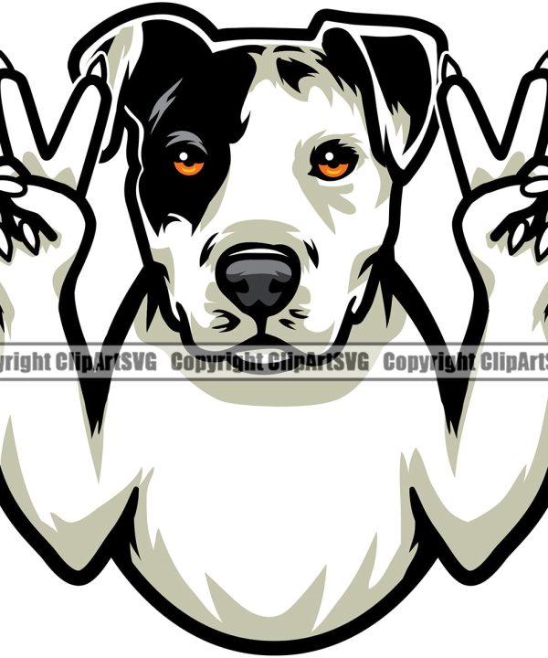 Pit Bull Dog Peace Hand Sign Puppy Pup Head Purebred Pedigree Canine K-9 K9 Animal Portrait Doggy Face Cute Clipart SVG Free Shipping Shop