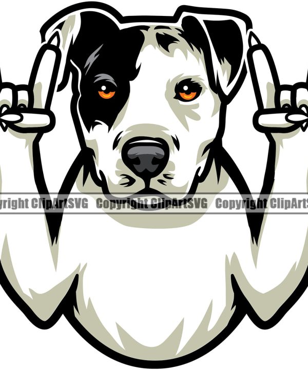 Pit Bull Dog Rock And Roll Hand Sign Color Design Element Puppy Pup Head K9 Animal Portrait Doggy Face Cute Purebred Pedigree Canine K-9 Vector Clipart SVG Discount Pay With Paypal