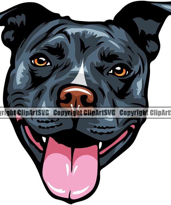 Pit Bull Dog Blue Color Design Element Smile Happy Face Puppy Pup Head Purebred Pedigree Canine K-9 K9 Animal Portrait Doggy Cute Vector Clipart SVG Outlet Best Seller