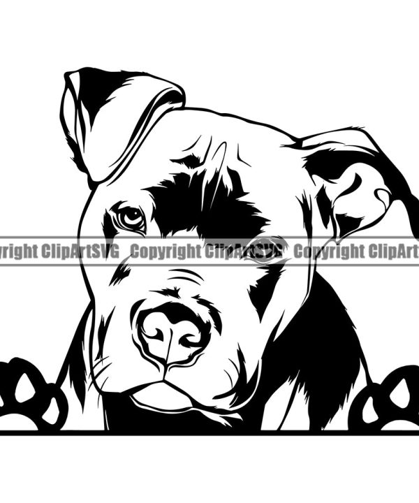 Pit Bull Dog Sad Face Peeking Design Element Puppy Pup Head Purebred Pedigree Canine K-9 K9 Animal Portrait Doggy Face Cute Vector Clipart SVG Clearance Largest Supplier