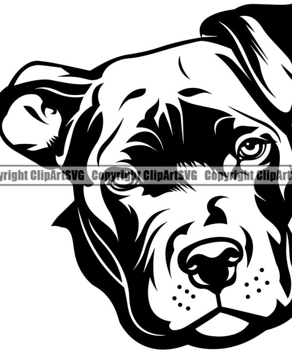 Pit Bull Dog Head Design Cute Face Animal Puppy Pup Head Purebred Pedigree Canine K-9 K9 Animal Portrait Doggy Clipart SVG Free Shipping Order