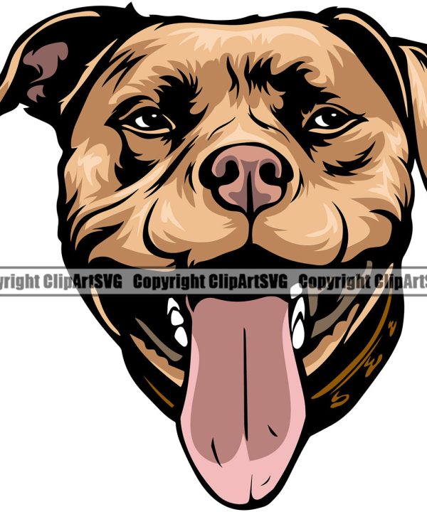 Pit Bull Dog Brown Color Design Element Puppy Pup Head Purebred Pedigree Canine K-9 K9 Animal Portrait Doggy Face Cute Body Vector Clipart SVG Cheap Tumblr