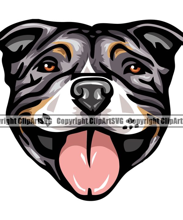 Pit Bull Dog Happy Smile Face Design Happy Smile Face Head Purebred Pedigree Canine K-9 K9 Animal Portrait Doggy Face Cute Body Vector Clipart SVG Very Cheap