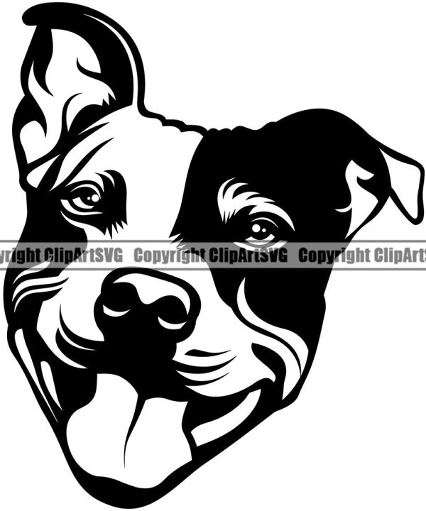 Pit Bull Smile Face Dog Design  Puppy Pup Head Purebred Pedigree Canine K-9 K9 Animal Portrait Doggy Face Happy Clipart SVG Outlet Visit
