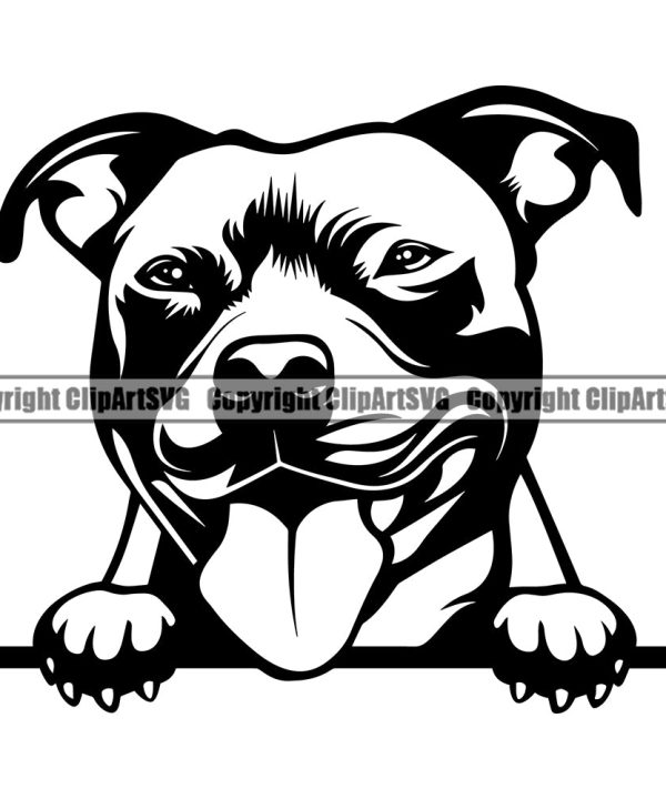 Pit Bull Dog Peeking Design  Puppy Pup Head Purebred Pedigree K-9 K9 Animal Portrait Doggy Face Smile Clipart SVG Free Shipping For Sale
