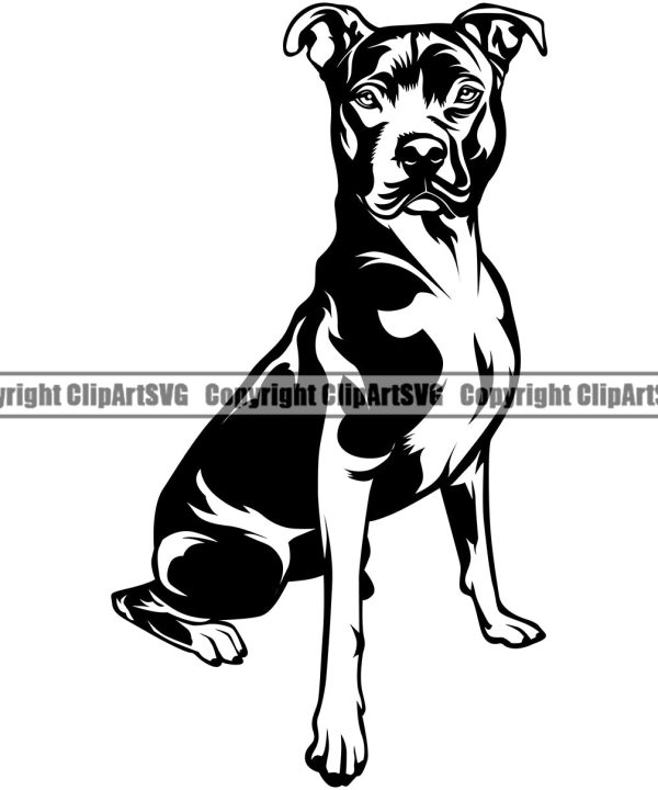 Pit Bull Dog Sitting Design Black Color Body Puppy Pup Head Purebred Canine K-9 K9 Animal Doggy Face Cute Portrait Pedigree Vector Clipart SVG Discount 2025