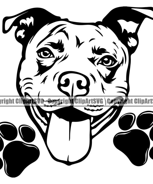 Pit Bull Dog Smile Face Design Puppy Pup Head Purebred Canine K-9 K9 Animal Portrait Doggy Face Vector Pedigree Clipart SVG Cheap Manchester Great Sale