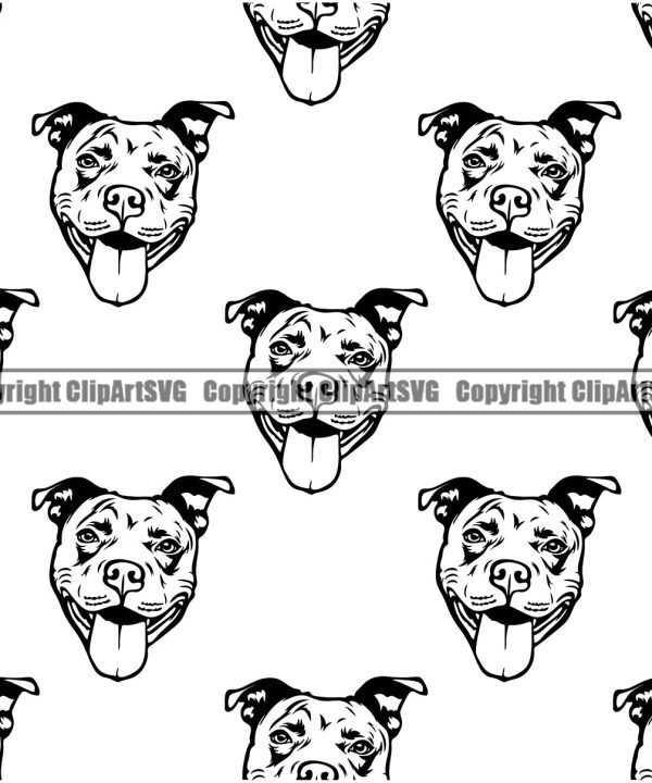 Pit Bull Dog Seamless Design Element Puppy Pup Head Purebred Pedigree Canine K-9 K9 Animal Portrait Doggy Vector Clipart SVG Clearance Cheap Real