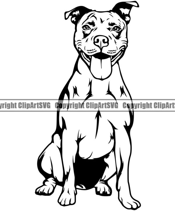 Pit Bull Dog Sitting Design Cute Face Animal Puppy Pup Head Purebred Pedigree Canine K-9 K9 Animal Portrait Doggy Vector Clipart SVG Best Wholesale Cheap Pice
