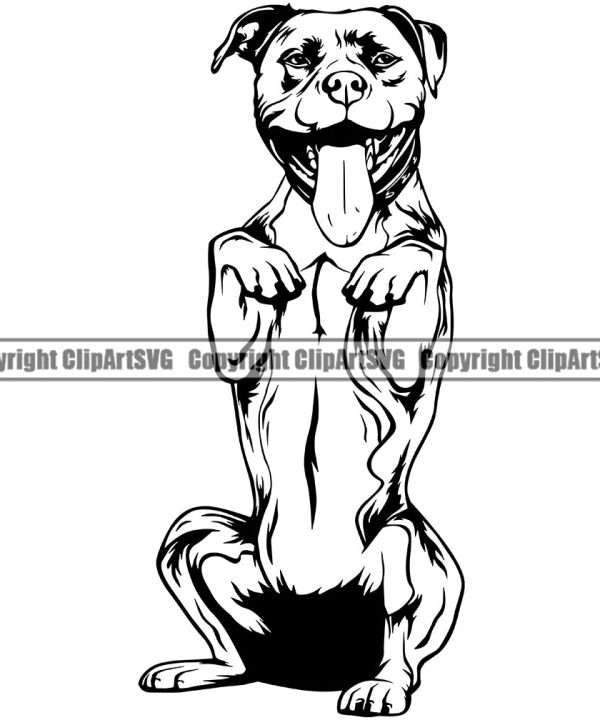 Pit Bull Dog Begging Smile Face Design  Puppy Pup Head Purebred Pedigree Canine K-9 K9 Animal Portrait Doggy Vector Clipart SVG Cheap In China