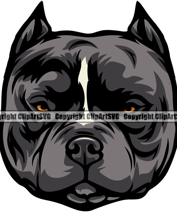 Pit Bull Dog Black Color Head Design Smile Face Animal Puppy Pup Head Purebred Pedigree Canine K-9 K9 Animal Portrait Doggy Vector Clipart SVG Cheap 100% Original