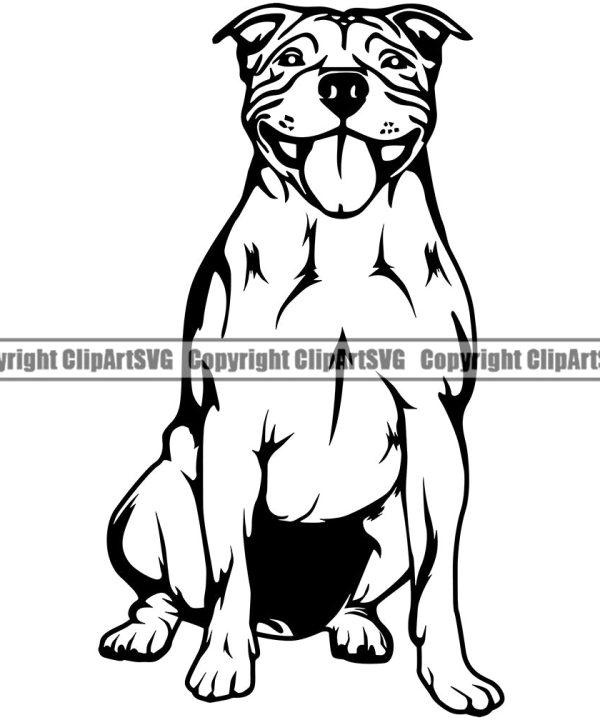 Pit Bull Dog Sitting Design Element Puppy Pup Head Purebred Pedigree Canine K-9 K9 Animal Portrait Doggy Smile Face Body Clipart SVG Get Authentic Cheap Pice