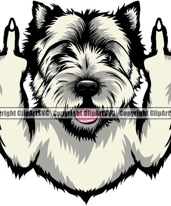 West Highland White Terrier Dog Color Design Element Middle Finger Puppy Pup Head Purebred Pedigree Canine K-9 K9 Animal Portrait Doggy Smile Face Cute Body Vector Clipart SVG Buy Cheap Best