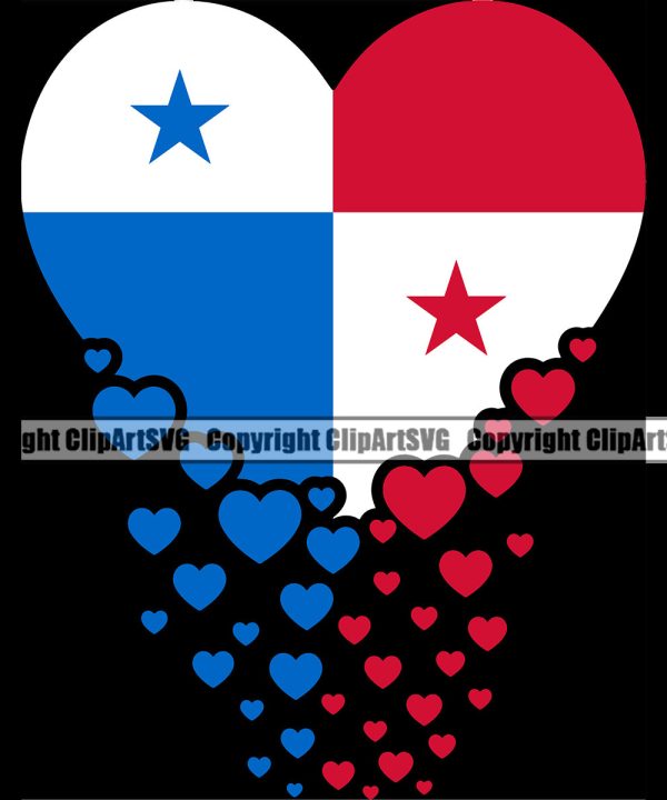 Country Map Nation National Panama Flag Color Hearts Falling Design Element Black Background Panamanian Flag Emblem Badge Symbol Icon Global Official Sign Logo Clipart SVG Cheap Best Store To Get