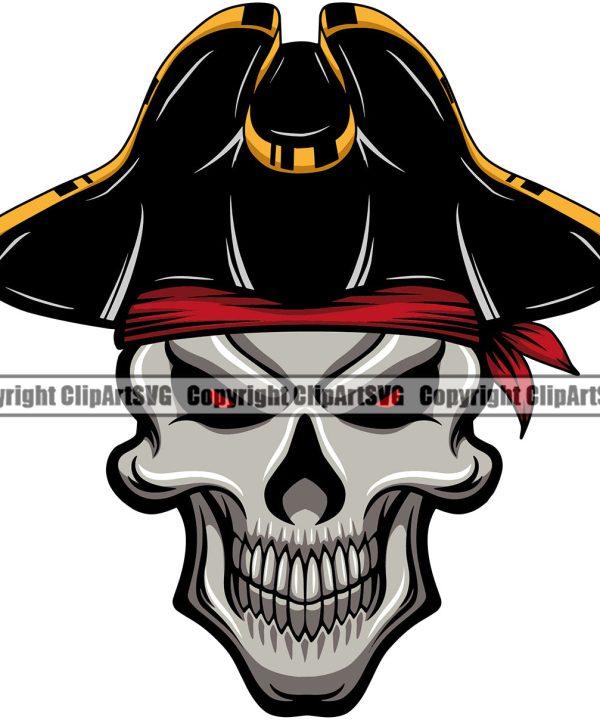 Pirate Sports Mascot Sea Ship Skull Skeleton Head Wearing Hat Red Eyes Vector Design Element White Background Ocean Sail Boat Flag Island Skull Captain Treasure Sailor Piracy Buccaneer Thief Art Logo Best Place Cheap Pice