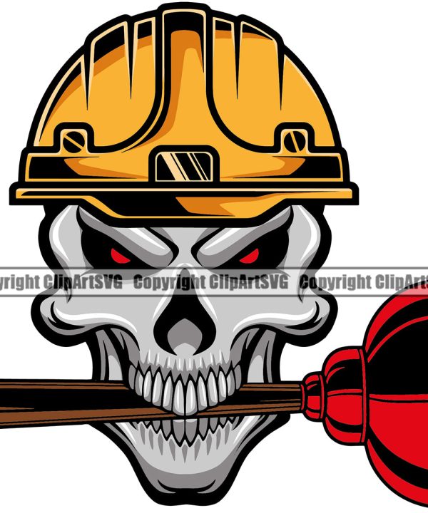 Plumber Pipe Repair Skull Skeleton Plunger On Mouth Service Plumbing Work Kitchen Professional Tool Repairman Handyman Equipment Drain House Water Maintenance Bathroom Clipart SVG Popular Cheap Online