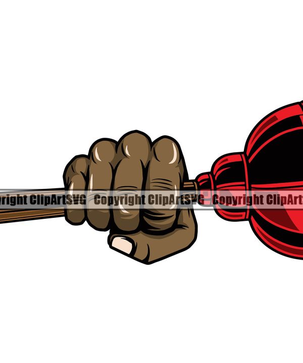 Plumber Pipe Repair Service Black Hand Holding Plunger Plumbing Work Kitchen White Background Professional Tool Repairman Handyman Design Element Drain House Water Maintenance Bathroom Clipart SVG Looking For Online