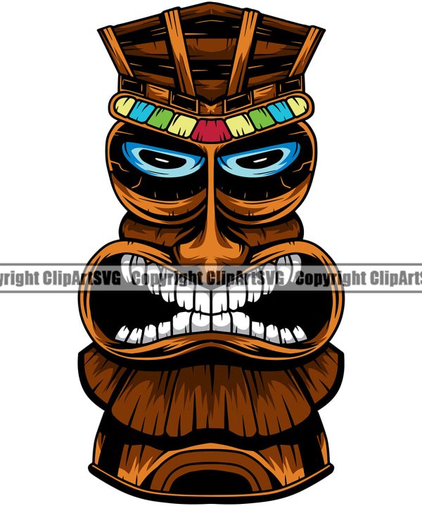 Wood Polynesian Tiki Idols Gods Vector Surfing Beach Summer Surf Ocean Tropical Wave Vacation Travel Sea Design Element Surfboard Palm Paradise Island Surfer Hawaii Nature Sun Sunset Clipart SVG 2025 Unisex