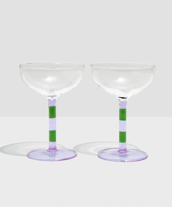 Stripe Coupes - Set of 2 - Lilac/Green For Nice Cheap Price