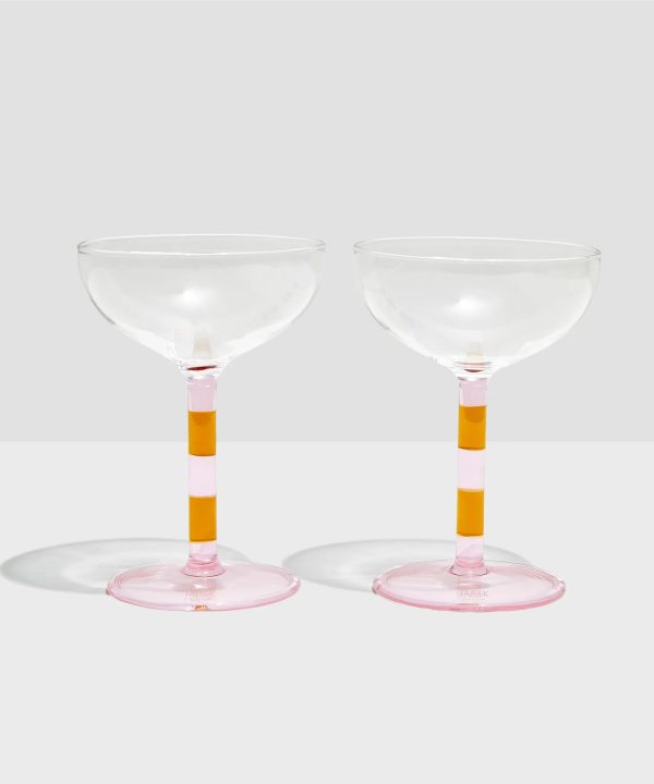 Stripe Coupes - Set of 2 - Pink/Amber Purchase Cheap Pice