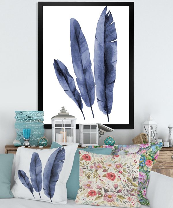 Navy Blue Tropical Banana Leaves Clearance Big Discount