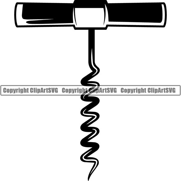 Wine Bottle Opener Cock Screw Corkscrew Alcohol Liquor Drink Drinking ClipArt SVG Latest