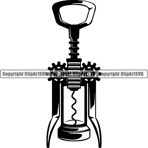 Wine Bottle Opener Cock Screw Corkscrew Alcohol Liquor Drink Drinking ClipArt SVG The Cheapest