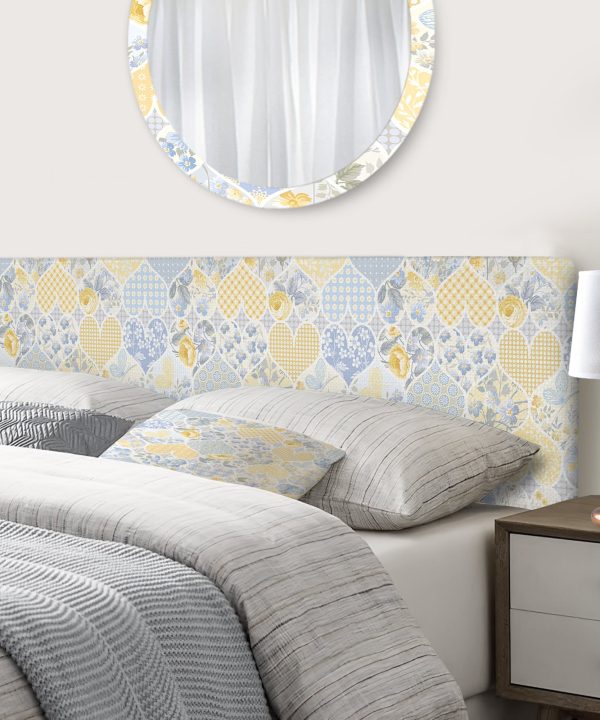 Patchwork Pattern with Hearts upholstered headboard Cheap Wholesale