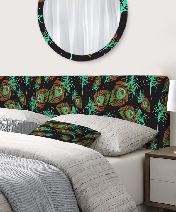 Multicolored Decorative Abstract Bird Feathers upholstered headboard Hot Sale Online