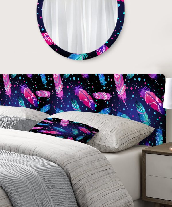 Pattern with Painted Bird Feathers upholstered headboard Cheap Sale Purchase