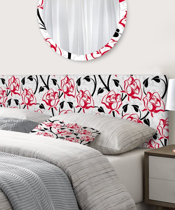 Pattern with Roses upholstered headboard Excellent Online