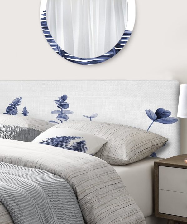 Navy Blue Eucalyptus I upholstered headboard Cheap Sale Discounts