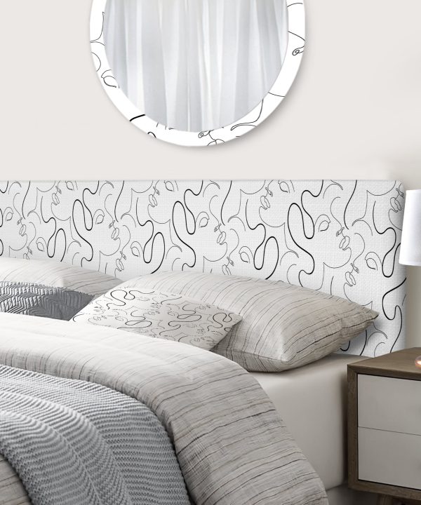 Monochrome One Line Drawing Portraits upholstered headboard Authentic Cheap Pice